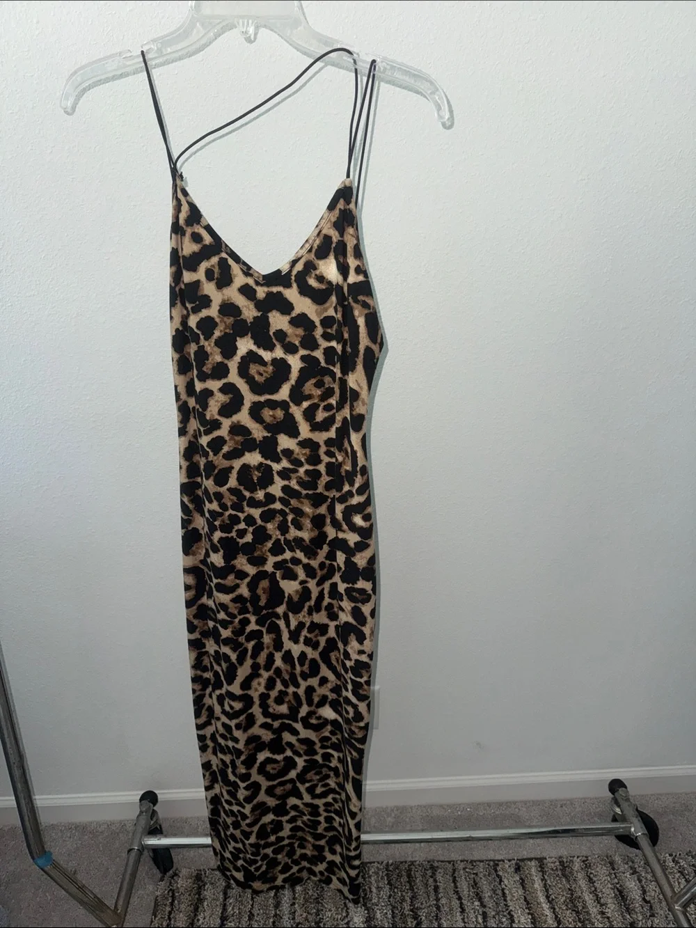Leopard Print bodycon Dress — Tan & Black Strappy Maxi - Picture 1 of 3